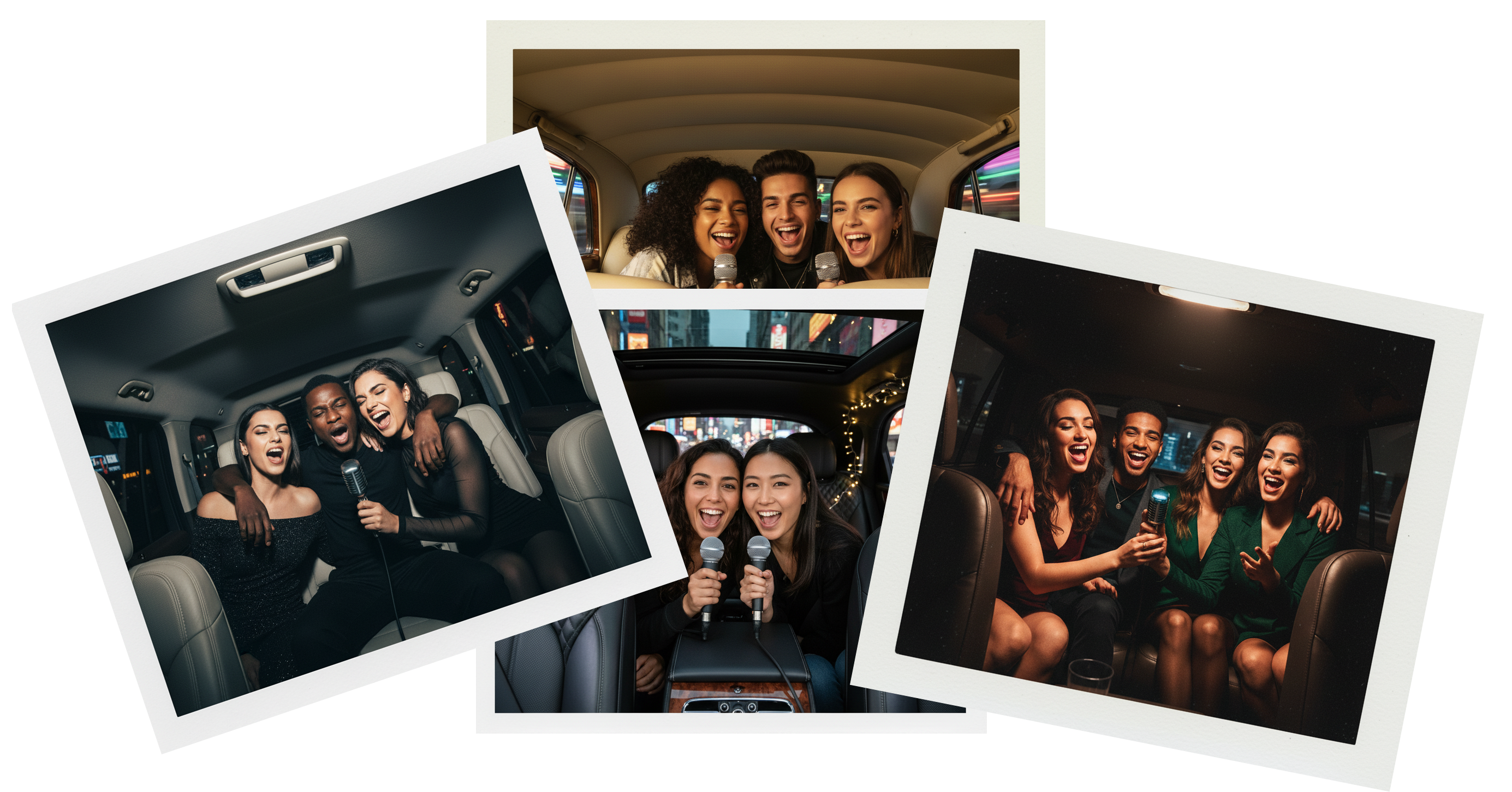 Let's Car'raoke collage of people enjoying karaoke in a car